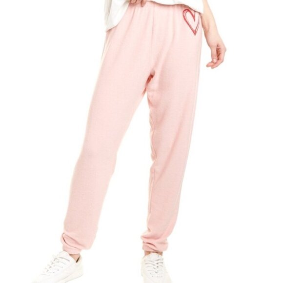 New Wildfox Sketchy Heart Knox Pink Jogger Sweatpants Valentine's NWT - Picture 1 of 10